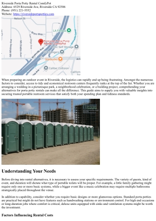 A Resident's Guide to Inexpensive and Clean Porta Potty Rentals Near Riverside