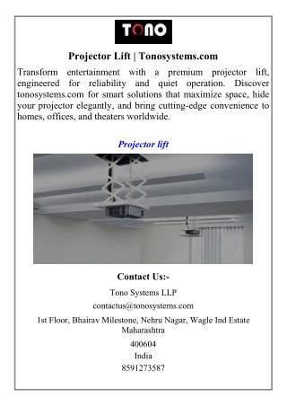 Projector Lift  Tonosystems.com