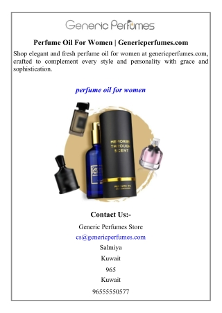 Perfume Oil For Women  Genericperfumes.com
