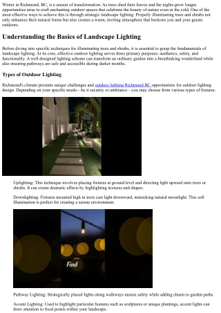 The Art of Illuminating Trees and Shrubs for a Magical Winter Scene InRichmond,B