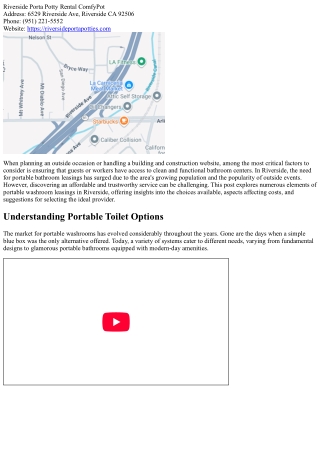 Economical and Dependable Portable Washroom Rentals in Riverside