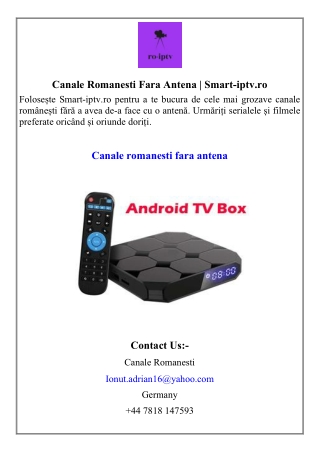 Canale Romanesti Fara Antena  Smart-iptv.ro