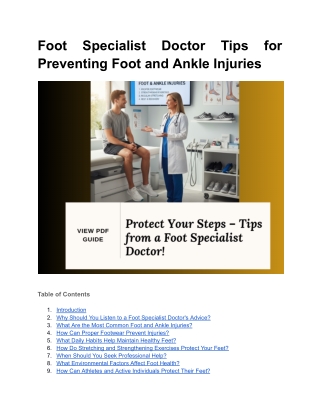 Foot Specialist Doctor Tips for Preventing Foot and Ankle Injuries