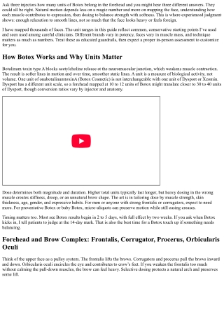 Botox Injection Mapping: Units by Muscle for Natural Motion