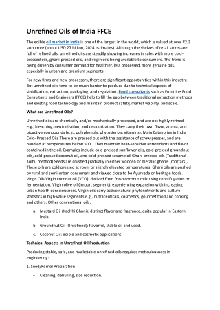 Unrefined Oils of India