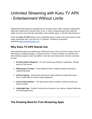 Unlimited Streaming with Kuku TV APK - Entertainment Without Limits