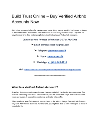 Build Trust Online – Buy Verified Airbnb Accounts Now
