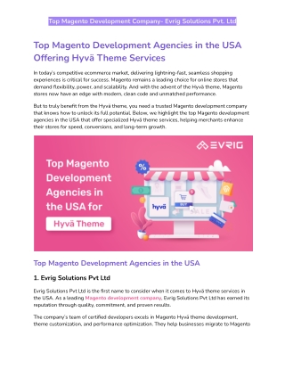 Top Magento Development Agencies in the USA Offering Hyvä Theme Services