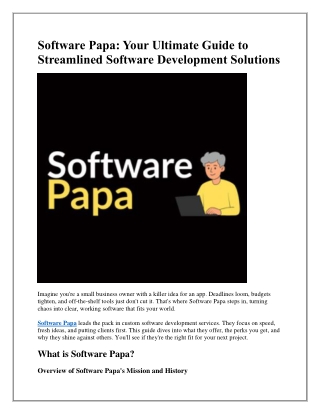 Software Papa-Your Ultimate Guide to Streamlined Software Development Solutions
