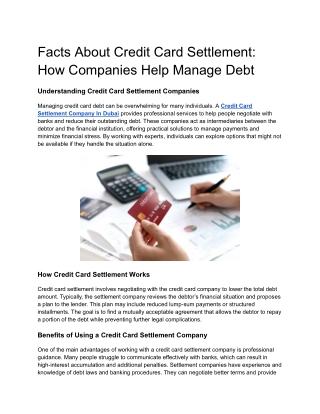 Facts About Credit Card Settlement_ How Companies Help Manage Debt