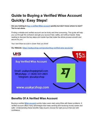 Guide to Buying a Verified Wise Account Quickly_ Easy Steps