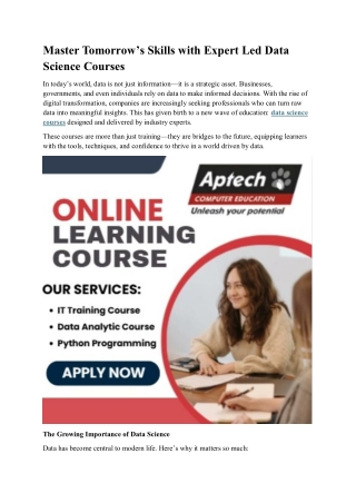 Master Tomorrow’s Skills with Expert Led Data Science Courses