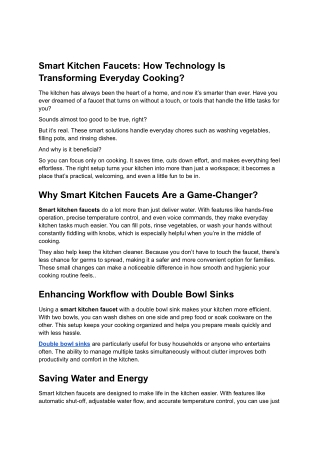 Smart Kitchen Faucets_ How Technology Is Transforming Everyday Cooking