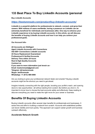 133 Best Place To Buy LinkedIn Accounts (personal