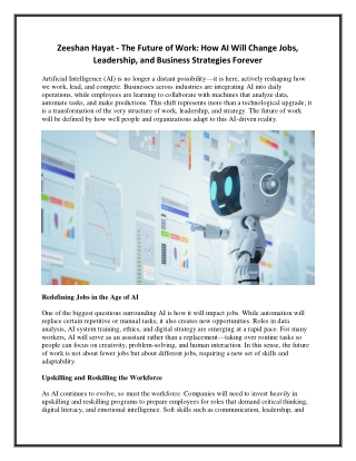 Zeeshan Hayat - The Future of Work - How AI Will Change Jobs, Leadership, and Business Strategies Forever