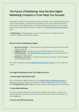The Future of Marketing How the Best Digital Marketing Company in Pune Helps You Succeed