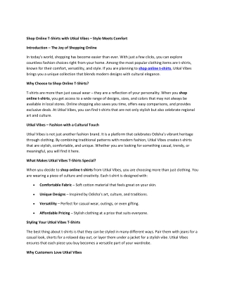 Shop Online T-Shirts with Utkal Vibes – Style Meets Comfort