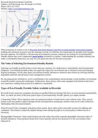 Eco-Friendly Options in Riverside Portable Toilet Rentals You Ought To Understan