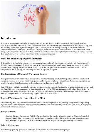 Investigating Outsourced Logistics Suppliers and Their Products