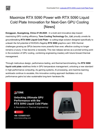 Unlocking Ultimate GPU Performance with the RTX 5090 Liquid Cold Plate
