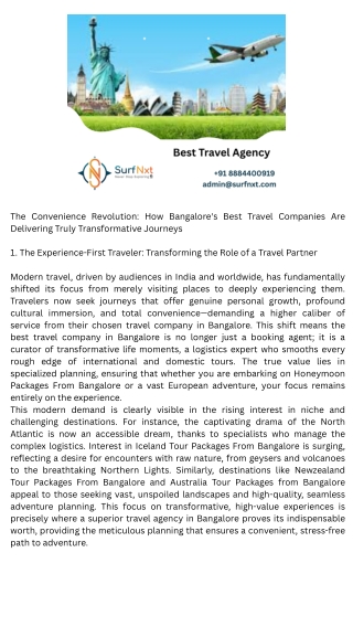 Best travel company in Bangalore