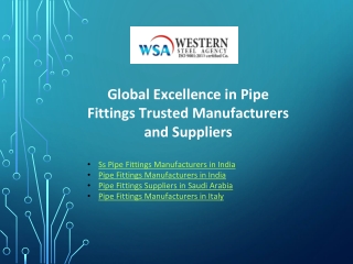 Global Excellence in Pipe Fittings Trusted Manufacturers and Suppliers