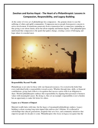 Zeeshan and Karina Hayat - The Heart of a Philanthropist - Lessons in Compassion, Responsibility, and Legacy Building