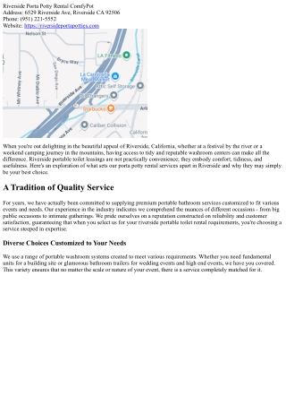 What Makes Our Riverside Portable Toilet Rentals the very best Choice Around?