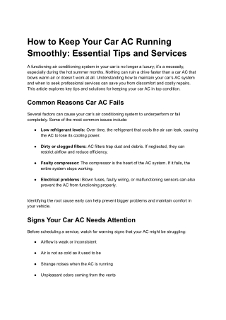 How to Keep Your Car AC Running Smoothly_ Essential Tips and Services