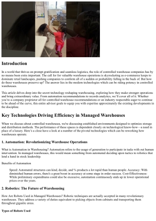 Key Technologies Enhancing Performance in Managed Distribution Centers