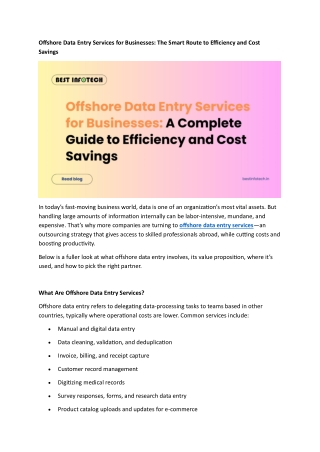 Offshore Data Entry Services for Businesses