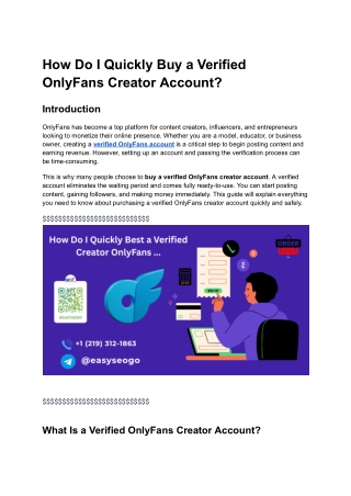 How Do I Quickly Buy a Verified OnlyFans Creator Account_