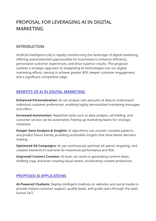 Proposal for Leveraging AI in Digital Marketing
