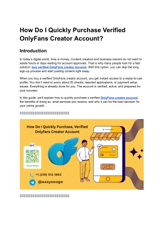 How Do I Quickly Purchase Verified OnlyFans Creator Account_