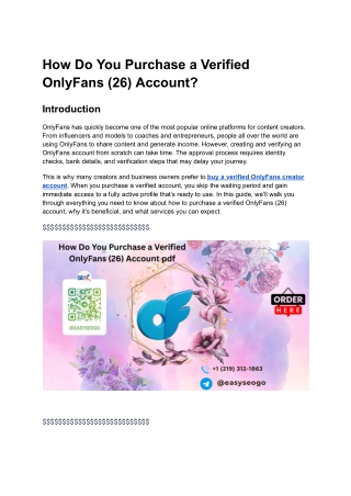 How Do You Purchase a Verified OnlyFans (26) Account_