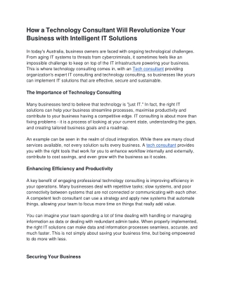 Why Every Business Needs a Tech Consultant