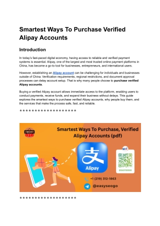 Smartest Ways To Purchase Verified Alipay Accounts