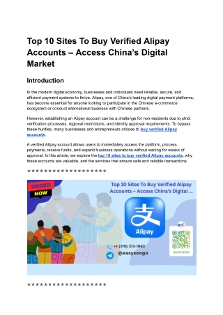 Top 10 Sites To Buy Verified Alipay Accounts – Access China’s Digital Market