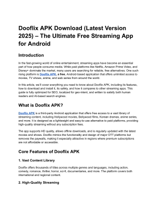 Dooflix APK Download (Latest Version 2025) – The Ultimate Free Streaming App for Android