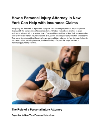 How a Personal Injury Attorney in New York Can Help with Insurance Claims