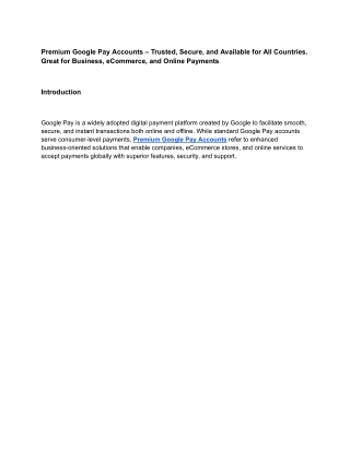 Verified Google Pay Accounts for Sale – Buy Secure Premium Old Profiles for Safe