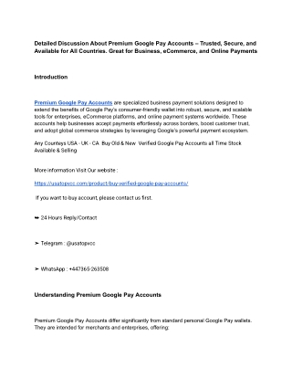 Secure Premium Google Pay Accounts – Buy Old Verified Profiles for Business Paym