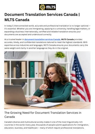 Document Translation Services Canada - MLTS Canada