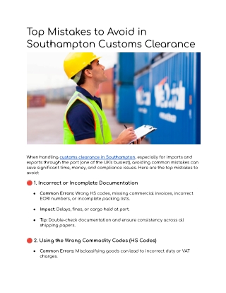 Top Mistakes to Avoid in Southampton Customs Clearance
