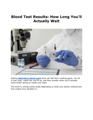 Blood Test Results: How Long You'll Actually Wait