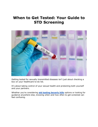 When to Get Tested: Your Guide to STD Screening