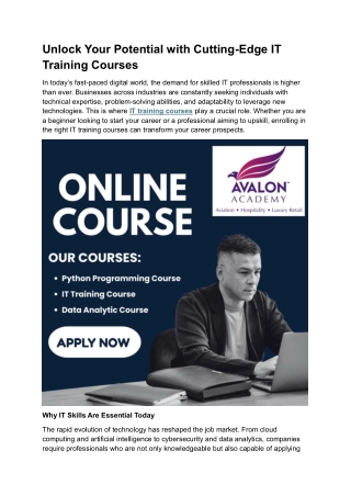 Unlock Your Potential with Cutting-Edge IT Training Courses