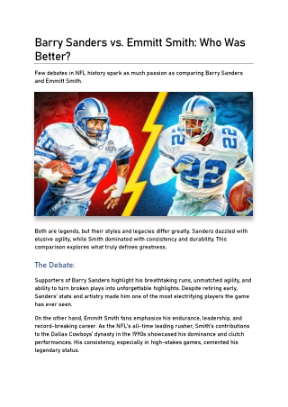 Barry Sanders vs Emmitt Smith: Who Was Better?