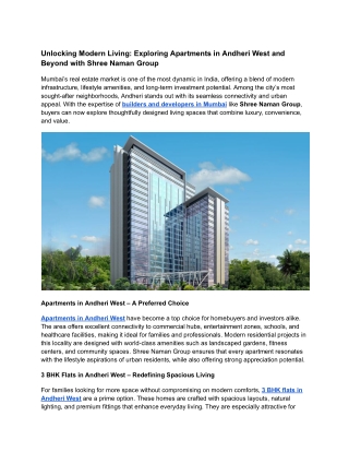 Unlocking Modern Living_ Exploring Apartments in Andheri West and Beyond with Shree Naman Group
