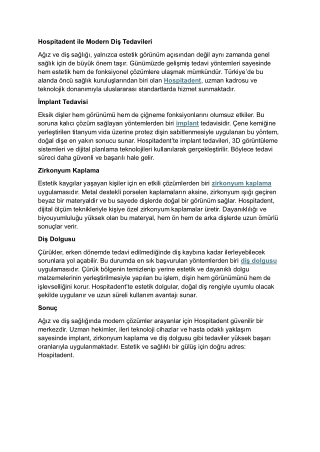 Hospitadent ile Ağız ve Diş Sağlığında Modern Çözümler